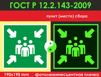 E21 пункт (место) сбора (фотолюминесцентная пленкаГОСТ 34428-2018, 200х200 мм) - Знаки безопасности - Фотолюминесцентные знаки - Магазин охраны труда ИЗО Стиль